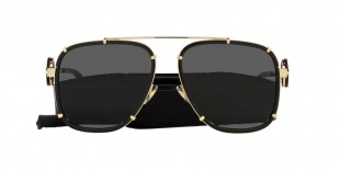 Versace VE2233 143887 عینک آفتابی ورساچه 2233 خلبانی 60 میلی متری عدسی دودی و فریم فلزی مشکی| عینک نور