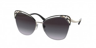 Bvlgari Sunglass BV6161 278/8G 60 عینک آفتابی بولگاری 6161 پروانه ای 60 میلی متری عدسی دودی و فریم فلزی طلایی مشکی| عینک نور