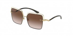 Dolce & Gabbana DG2268 134413 59 عینک آفتابی دی اند جی 2268 مربعی 59 میلی متری عدسی قهوه ای و فریم فلزی طلایی| عینک نور