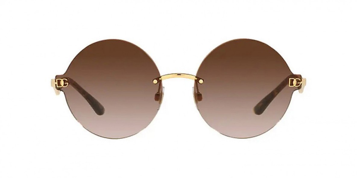 Dolce & Gabbana DG2269 02/13 62 عینک آفتابی دی اند جی 2269 گرد 62 میلی متری عدسی قهوه ای و فریم فلزی طلایی| عینک نور