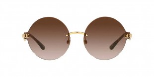 Dolce & Gabbana DG2269 02/13 62 عینک آفتابی دی اند جی 2269 گرد 62 میلی متری عدسی قهوه ای و فریم فلزی طلایی| عینک نور