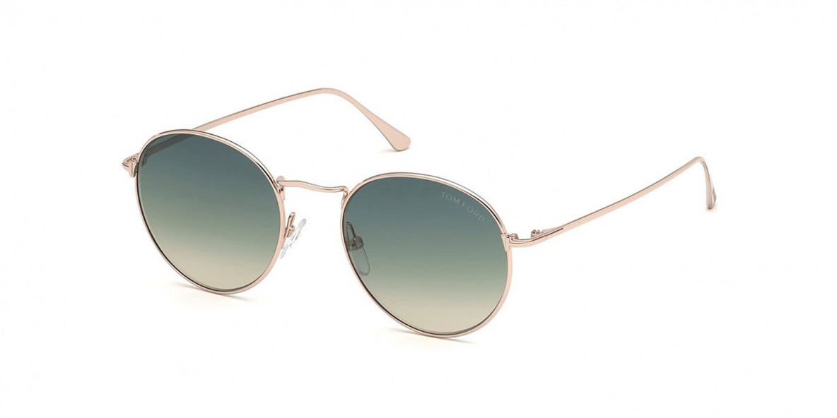 TomFord Sunglass FT0649 28P عینک آفتابی تام فورد 0649 گرد 52 میلی متری عدسی سبز و فریم فلزی رزگلد| عینک نور