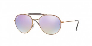 Ray-Ban Sunglass 3540S 01987X 56 عینک آفتابی ریبن گرد مدل 3540 رفلکس دو پل مسی رنگ مناسب خانم ها و آقایان 