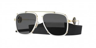 Versace VE2233 147187 60 عینک آفتابی ورساچه 2233 خلبانی 60 میلی متری عدسی دودی و فریم فلزی سفید| عینک نور