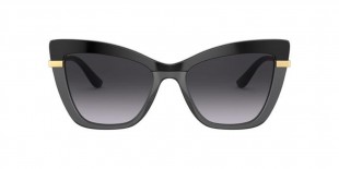 Dolce & Gabbana DG4374 32468G 54 عینک آفتابی دولچه و گابانا 4374 گربه ای 54 میلی متری عدسی دودی و فریم نایلونی مشکی| عینک نور