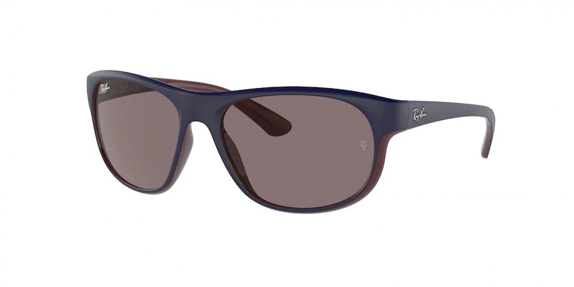 RayBan RB4351 65697N 59عینک آفتابی ریبن 4351 مستطیلی 59 میلی متری عدسی بنفش و فریم نایلونی آبی| عینک نور