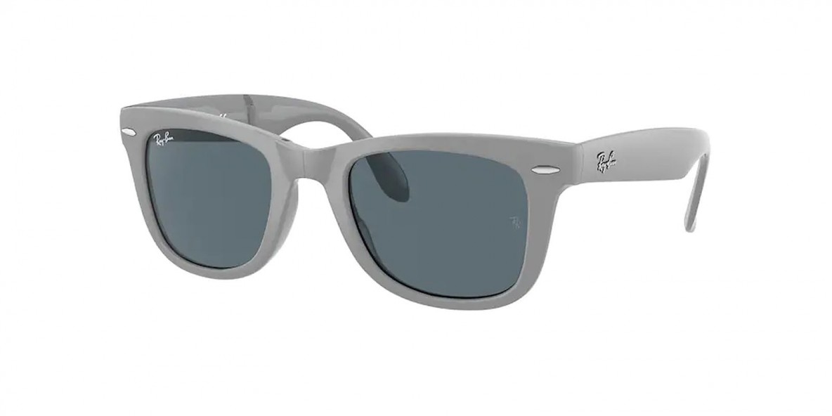 RayBan RB4105 6577R5 50عینک آفتابی ریبن 4105 مربعی 50 میلی متری عدسی آبی و فریم نایلونی خاکستری| عینک نور