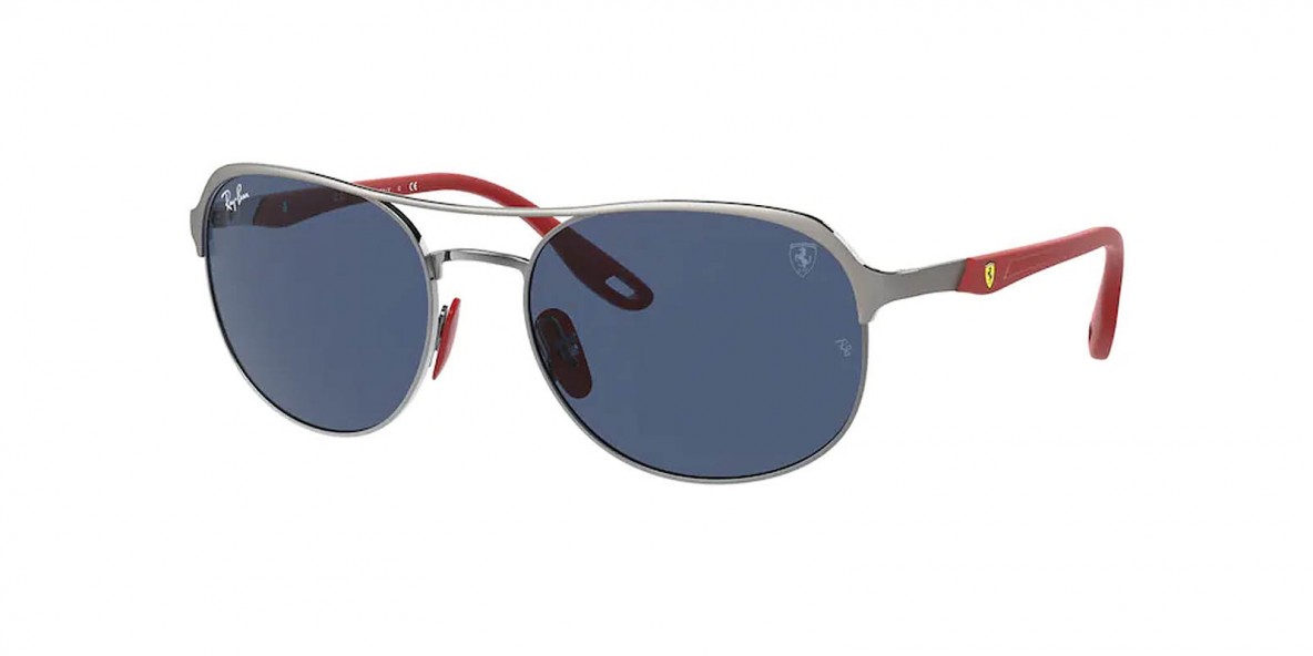 RayBan RB3685M F07180 58عینک آفتابی ریبن 3685 مستطیلی 58 میلی متری عدسی آبی و فریم فلزی نوک مدادی| عینک نور