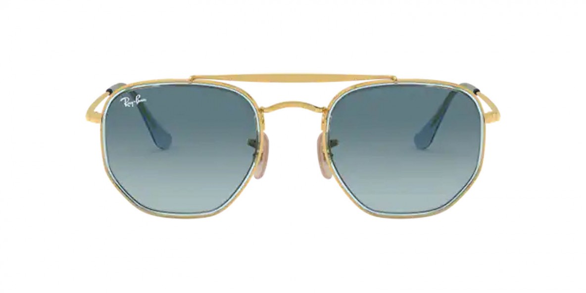 RayBan RB3648M 91233M 52عینک آفتابی ریبن 3648 مربعی 52 میلی متری عدسی آبی دودی و فریم مارشال طلایی| عینک نور