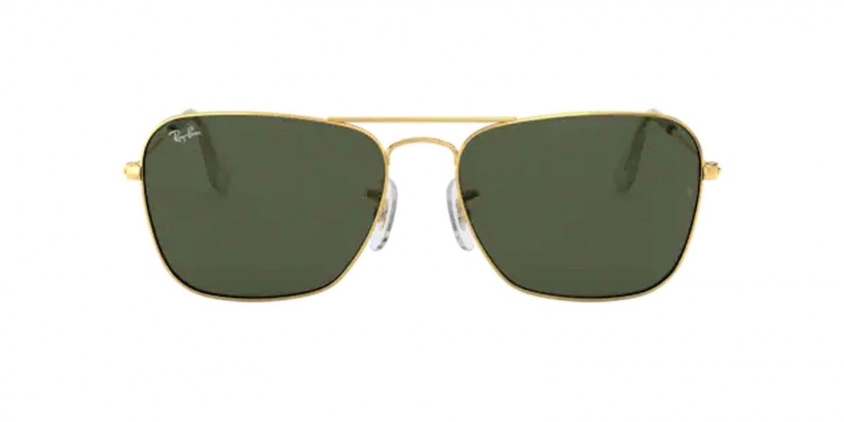 RayBan RB3136 001 58عینک آفتابی ریبن 3136 مربعی 58 میلی متری عدسی سبز جی 15 و فریم کاروان طلایی| عینک نور