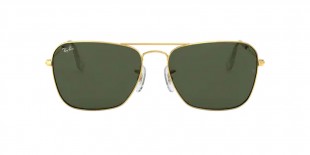 RayBan RB3136 001 58عینک آفتابی ریبن 3136 مربعی 58 میلی متری عدسی سبز جی 15 و فریم کاروان طلایی| عینک نور