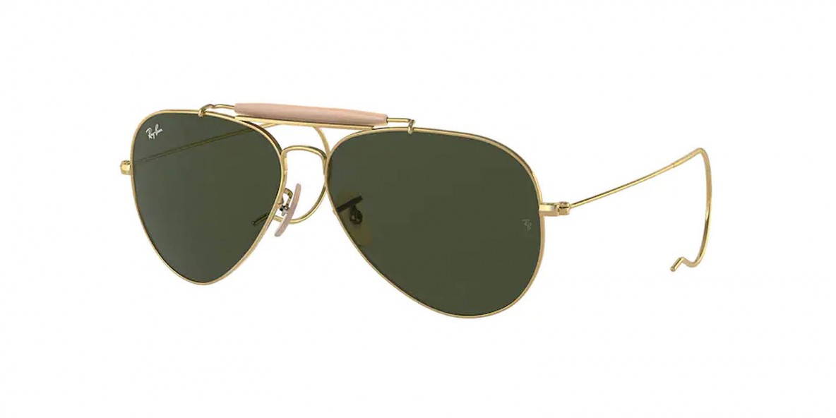 RayBan RB3030 L0216 58عینک آفتابی ریبن 3030 خلبانی 58 میلی متری عدسی سبز و فریم فلزی طلایی| عینک نور