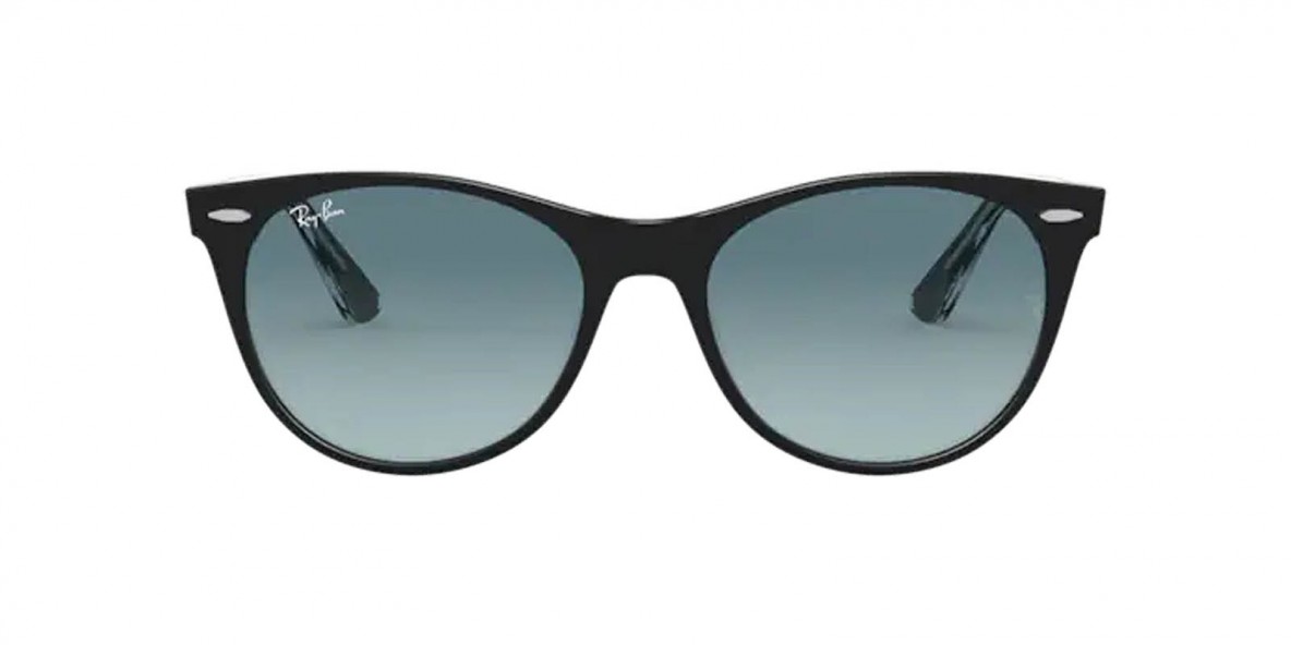 RayBan RB2185 12943M 55عینک آفتابی ریبن 2185 گرد 55 میلی متری عدسی آبی دودی و فریم نایلونی مشکی| عینک نور