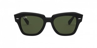 RayBan Sunglass RB2186 901/31 52 عینک آفتابی ریبن 2186 مربعی 52 میلی متری عدسی سبز و فریم استیت استریت مشکی| عینک نور