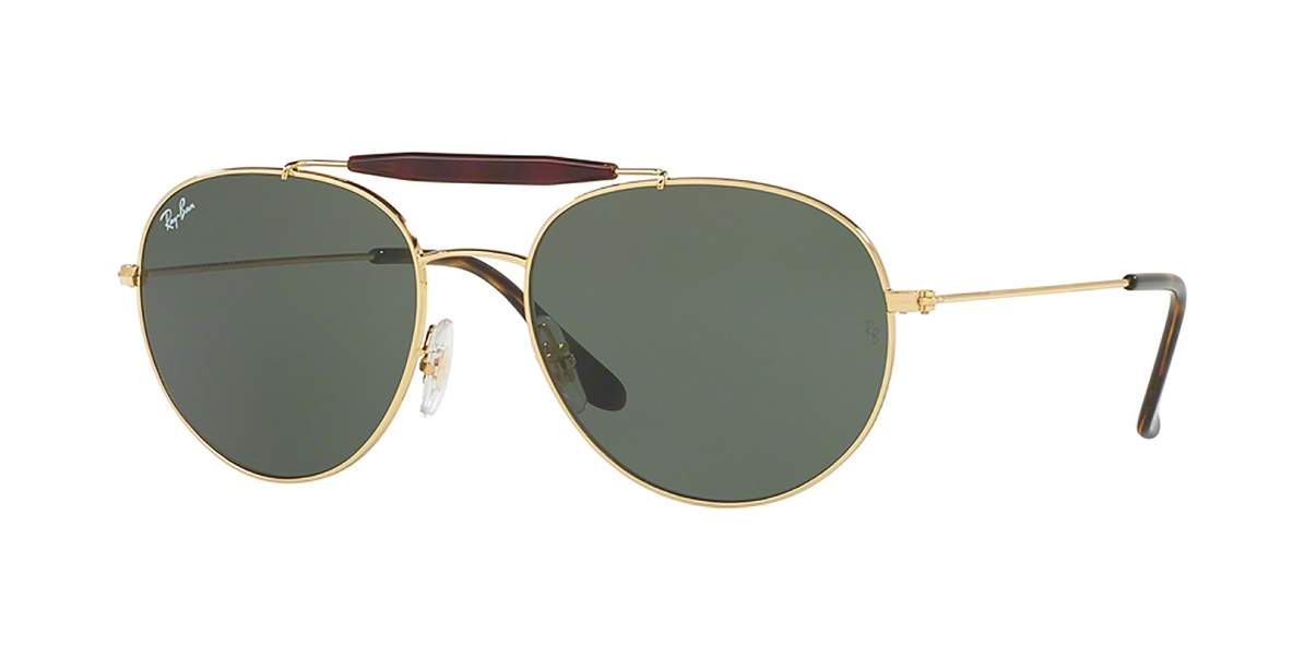 Ray-Ban Sunglass 3540S 000001 53 عینک آفتابی گرد ریبن مدل 3540 دو پل فلزی طلایی مناسب خانم ها و آقایان