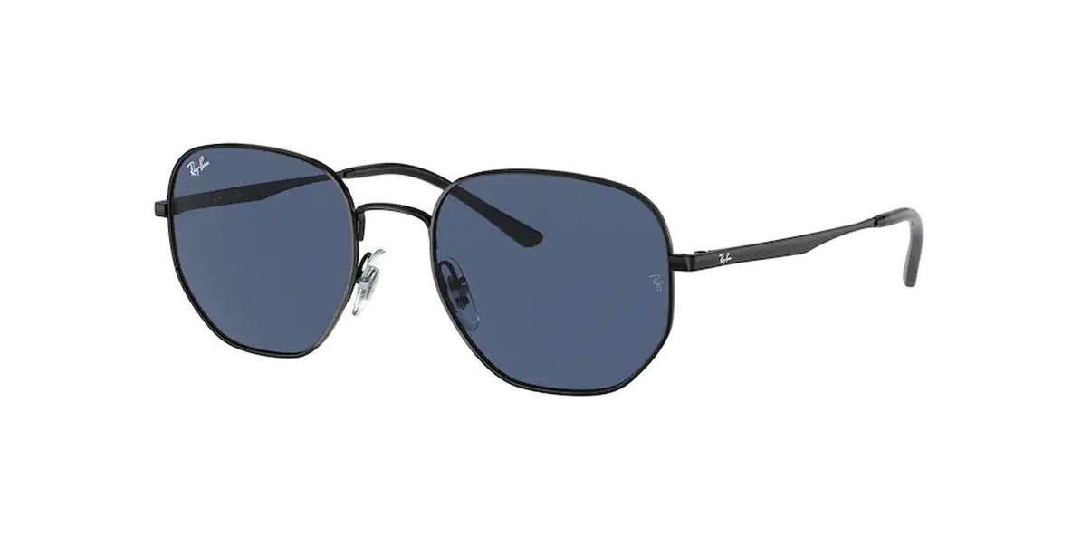 RayBan RB3682 002/80 51عینک آفتابی ریبن 3682 مربعی 51 میلی متری عدسی آبی و فریم فلزی مشکی| عینک نور