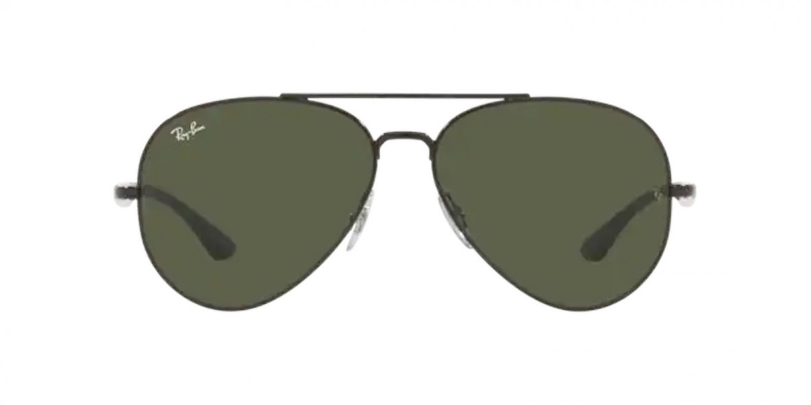 RayBan RB3675 002/31 58عینک آفتابی ریبن 3675 خلبانی 58 میلی متری عدسی سبز و فریم فلزی مشکی| عینک نور