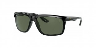 Ray Ban RB4363M F65071 61عینک آفتابی ریبن 4363 مستطیلی 61 میلی متری عدسی سبز و فریم فراری مشکی| عینک نور