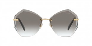 MiuMiu MU55XS 5AK0A7 60 عینک آفتابی میومیو 55 پروانه ای 60 میلی متری عدسی دودی و فریم فلزی طلایی| عینک نور