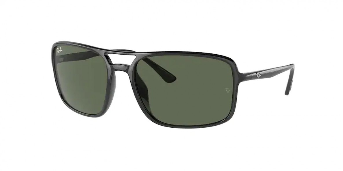 RayBan RB4375 601/71 60عینک آفتابی ریبن 4375 مستطیلی 60 میلی متری عدسی سبز و فریم نایلونی مشکی| عینک نور