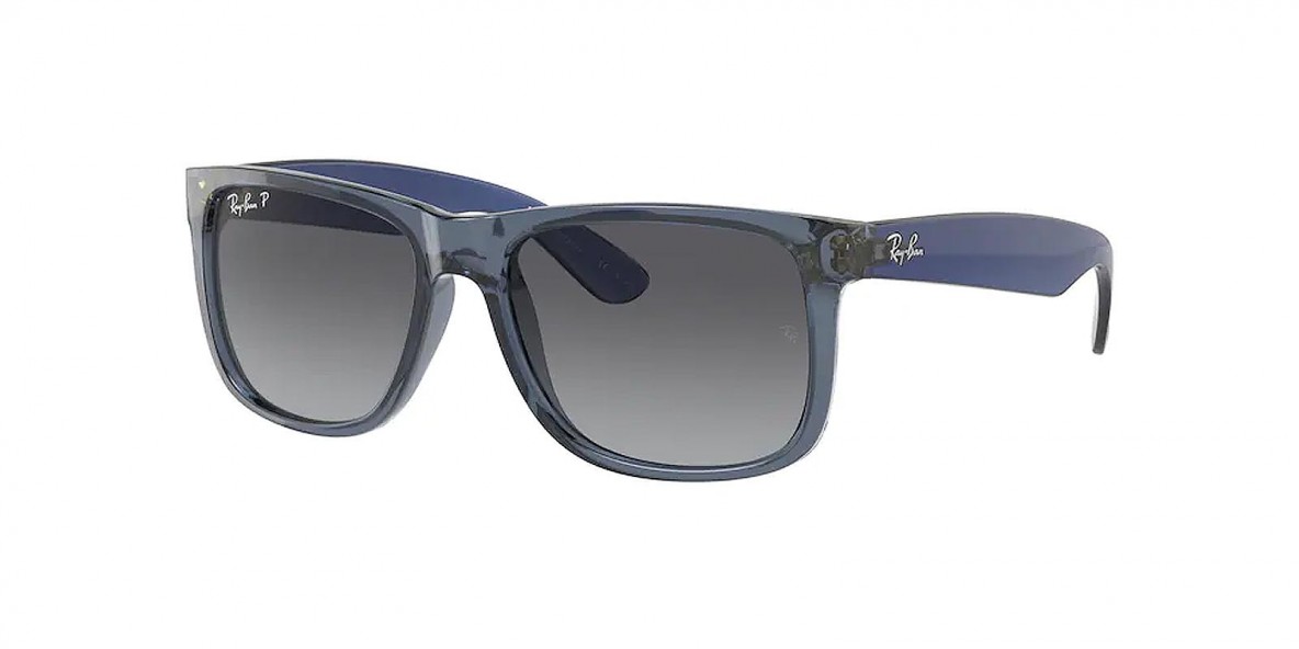 RayBan RB4165 6596T3 55عینک آفتابی ریبن 4165 مربعی 55 میلی متری عدسی دودی و فریم جاستین آبی| عینک نور