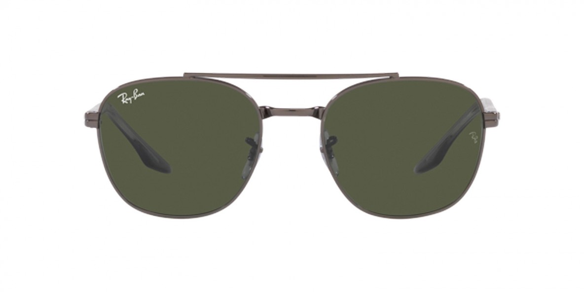 RayBan Sunglass RB3688 004/31 55عینک آفتابی ریبن 3688 مربعی 55 میلی متری عدسی سبز و فریم فلزی نوک مدادی| عینک نور