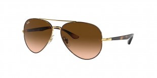 RayBan RB3675 9127A5 58عینک آفتابی ریبن 3675 خلبانی 58 میلی متری عدسی قهوه ای صورتی و فریم فلزی طلایی| عینک نور