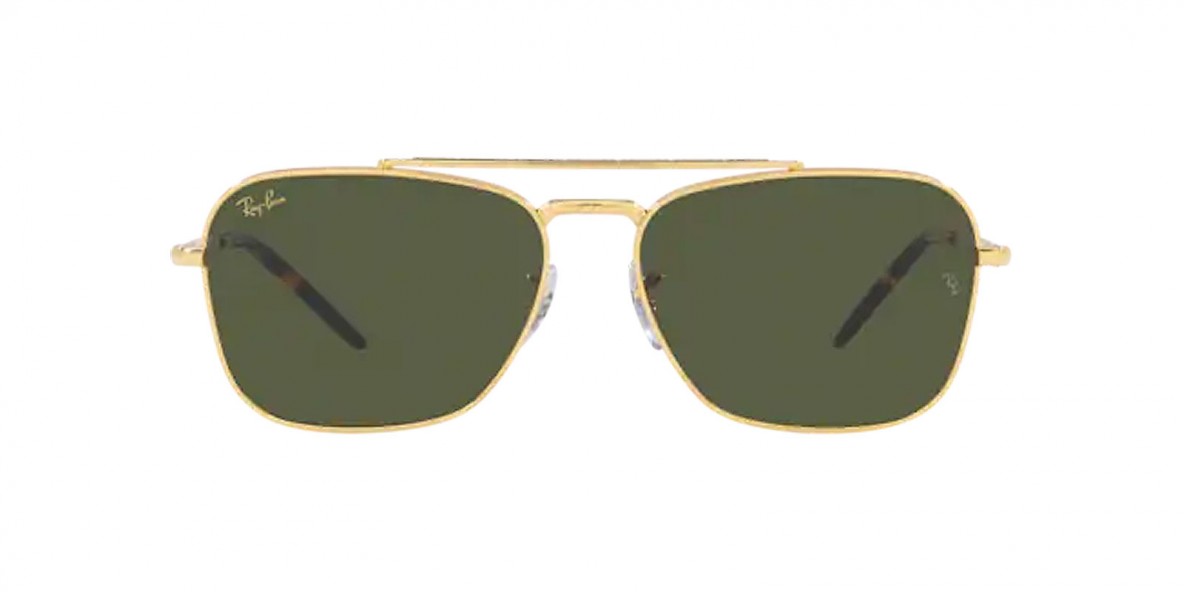 RayBan RB3636 919631 58عینک آفتابی ریبن 3636 مربعی 58 میلی متری عدسی سبز و فریم فلزی طلایی| عینک نور