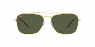 RayBan RB3636 919631 58عینک آفتابی ریبن 3636 مربعی 58 میلی متری عدسی سبز و فریم فلزی طلایی| عینک نور