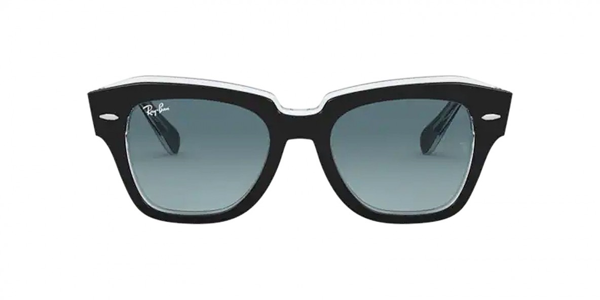 RayBan RB2186 12943M 49عینک آفتابی ریبن 2186 مربعی 49 میلی متری عدسی آبی دودی و فریم نایلونی مشکی| عینک نور