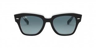 RayBan RB2186 12943M 49عینک آفتابی ریبن 2186 مربعی 49 میلی متری عدسی آبی دودی و فریم نایلونی مشکی| عینک نور