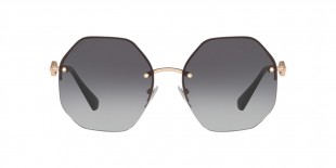 Bvlgari BV6122B 20148G 58 عینک آفتابی بولگاری 6122 چندضلعی 58 میلی متری عدسی دودی و فریم فلزی طلایی| عینک نور