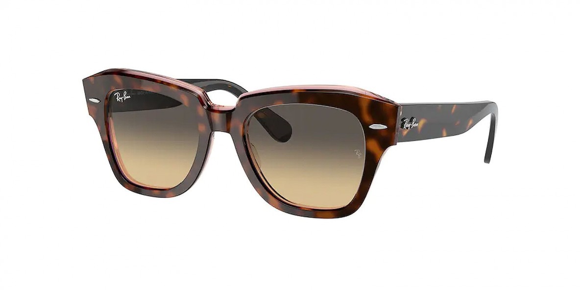 Ray Ban RB2186 1324BG 52 عینک آفتابی ریبن 2186 مربعی 52 میلی متری عدسی قهوه ای و فریم نایلونی هاوانا| عینک نور