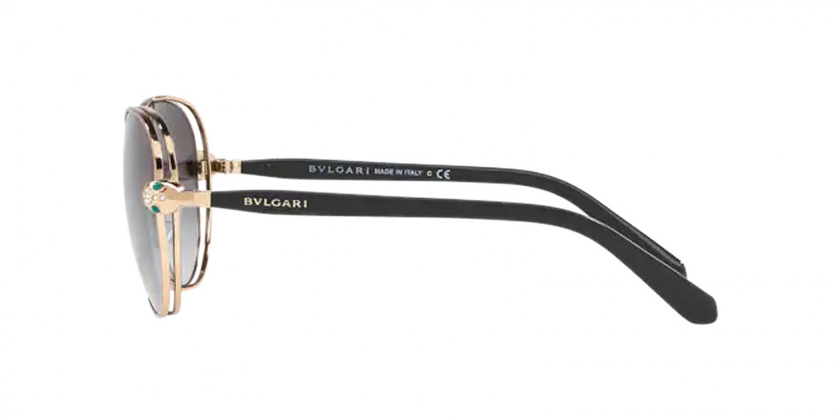 Bvlgari BV6087B 20238G 57عینک آفتابی بولگاری 6087 گرد 57 میلی متری عدسی دودی و فریم فلزی مشکی طلایی| عینک نور