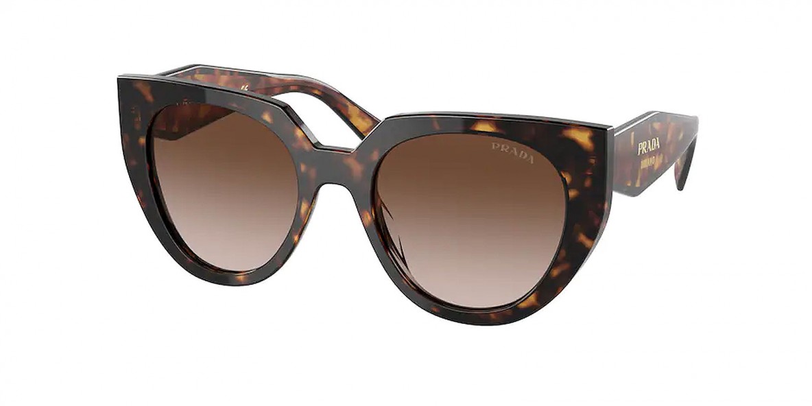 Prada Sunglass PR14WS 2AU6S1 52عینک آفتابی پرادا 14 گربه ای 52 میلی متری عدسی قهوه ای و فریم هاوانا نایلونی| عینک نور