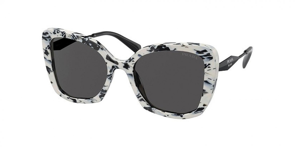 Prada Sunglass PR03YS 02Y5S0 53عینک آفتابی پرادا 03 پروانه ای 53 میلی متری عدسی دودی و فریم نایلونی سفید| عینک نور