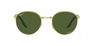 RayBan Sunglass RB3691 001/P1 51عینک آفتابی ریبن 3691 گرد 51 میلی متری عدسی سبز و فریم فلزی طلایی| عینک نور