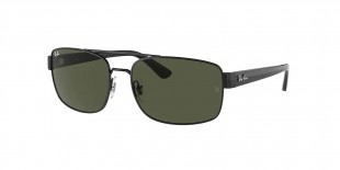 RayBan Sunglass RB3687 002/31 61عینک آفتابی ریبن 3687 مستطیلی 61 میلی متری عدسی سبز و فریم فلزی مشکی| عینک نور