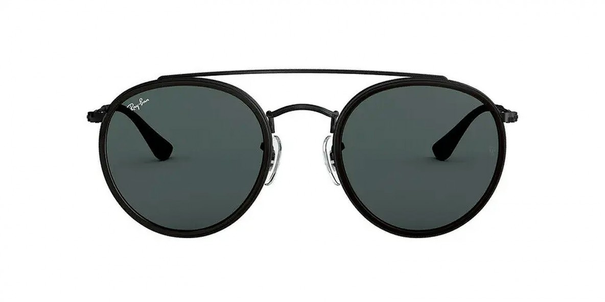 RayBan RB3647N 002/R5 51عینک آفتابی ریبن 3647 گرد 51 میلی متری عدسی آبی دودی و فریم فلزی مشکی| عینک نور