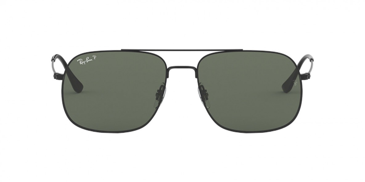 RayBan Sunglass RB3595 90149A 59عینک آفتابی ریبن 3595 مربعی 59 میلی متری عدسی سبز و فریم آندریا مشکی| عینک نور