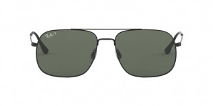 RayBan Sunglass RB3595 90149A 59عینک آفتابی ریبن 3595 مربعی 59 میلی متری عدسی سبز و فریم آندریا مشکی| عینک نور