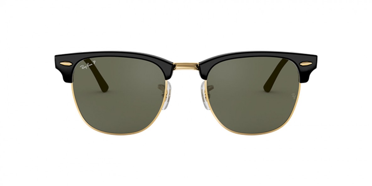 RayBan Sunglass RB3016F 901/58 55عینک آفتابی ریبن 3016 کلاب مستر 55 میلی متری عدسی سبز و فریم نایلونی فلزی مشکی طلایی| عینک نور