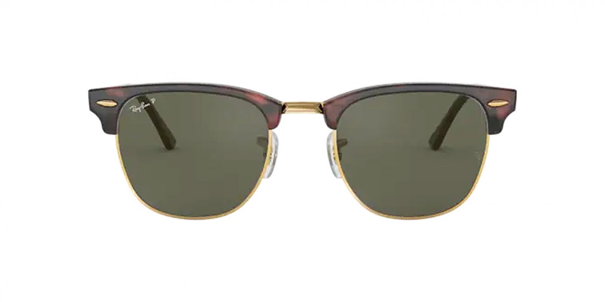 RayBan Sunglass RB3016F 990/58 55عینک آفتابی ریبن 3016 کلاب مستر 55 میلی متری عدسی سبز و فریم نایلونی فلزی هاوانا طلایی| عینک نو