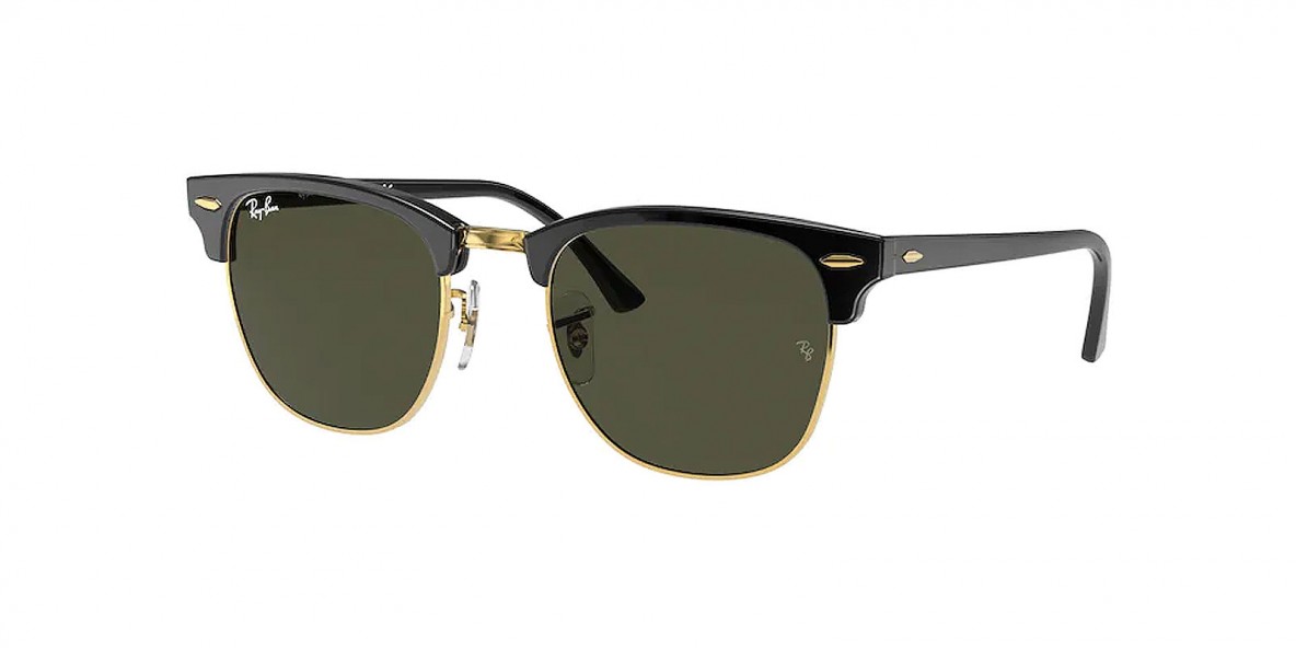 RayBan Sunglass RB3016F W0365 55عینک آفتابی ریبن 3016 کلاب مستر 55 میلی متری عدسی سبز و فریم نایلونی فلزی مشکی طلایی| عینک نور