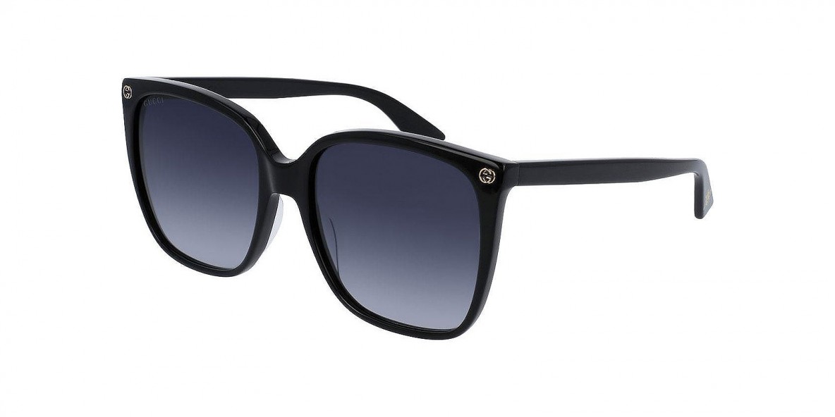 Gucci Sunglass GG0022S 001 57عینک آفتابی گوچی 0022 مربعی 57 میلی متری عدسی دودی و فریم کائوچو مشکی| عینک نور