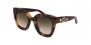 Gucci Sunglass GG0208S 003 49عینک آفتابی گوچی 0208 گربه ای 49 میلی متری عدسی قهوه ای و فریم نایلونی هاوانا| عینک نور