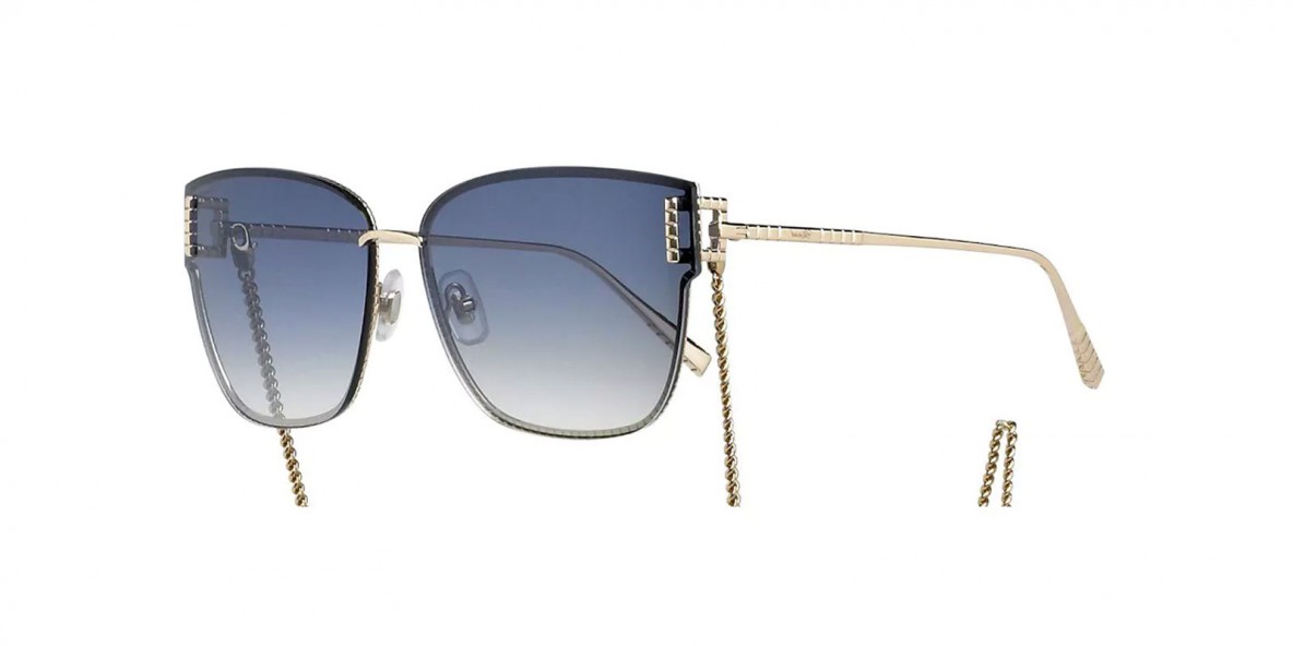 Chopard Sunglass IKCHF73 300B 63عینک آفتابی شوپارد 73 پنتوس 63 میلی متری عدسی آبی و فریم تیتانیوم طلایی| عینک نور