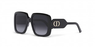 Dior Sunglass DIORBOBBY_S2U 10A1 55عینک آفتابی دیور 2 مربعی 55 میلی متری عدسی دودی و فریم کائوچو مشکی| عینک نور