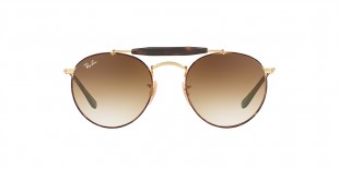 Ray-Ban 3747S 900851 50 عینک آفتابی ریبن گرد دوپل فلزی با عدسی قهوه ای مناسب خانم ها و آقایان